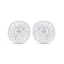 Sterling Silver 925 Earring Rhodium Plated Embedded With White Zircon