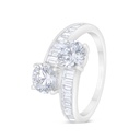 Sterling Silver 925 Ring Rhodium Plated Embedded With White Zircon