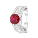 Sterling Silver 925 Ring Rhodium Plated Embedded With Ruby Corundum And White Zircon