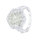 Sterling Silver 925 Ring Rhodium Plated Embedded With Yellow Diamond And White Zircon