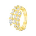 Sterling Silver 925 Ring Golden Plated Embedded With White Zircon