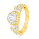 Sterling Silver 925 Ring Golden Plated Embedded With White Zircon