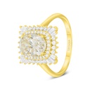 Sterling Silver 925 Ring Golden Plated Embedded With Yellow Diamond And White Zircon