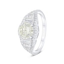 Sterling Silver 925 Ring Rhodium Plated Embedded With Yellow Diamond And White Zircon