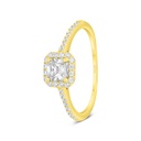 Sterling Silver 925 Ring Golden Plated Embedded With White Zircon