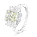 Sterling Silver 925 Ring Rhodium Plated Embedded With Yellow Diamond And White Zircon