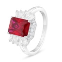 Sterling Silver 925 Ring Rhodium Plated Embedded With Ruby Corundum And White Zircon