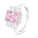 Sterling Silver 925 Ring Rhodium Plated Embedded With Pink Zircon And White Zircon