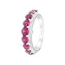 Sterling Silver 925 Ring Rhodium Plated Embedded With Ruby Corundum And White Zircon