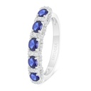 Sterling Silver 925 Ring Rhodium Plated Embedded With Sapphire Corundum And White Zircon