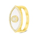 Sterling Silver 925 Ring Golden Plated Embedded With White Shell And White Zircon