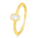 Sterling Silver 925 Ring Golden Plated Embedded With White Zircon