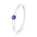 Sterling Silver 925 Ring Rhodium Plated Embedded With Sapphire Corundum