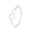 Sterling Silver 925 Ring Rhodium Plated Embedded With Natural White Pearl And White Zircon