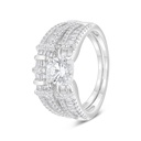 Sterling Silver 925 Ring (Twins) Rhodium Plated Embedded With White Zircon