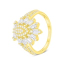 Sterling Silver 925 Ring Golden Plated Embedded With White Zircon