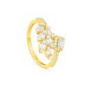 Sterling Silver 925 Ring Golden Plated Embedded With White Zircon