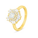 Sterling Silver 925 Ring Golden Plated Embedded With Yellow Diamond And White Zircon