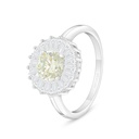 Sterling Silver 925 Ring Rhodium Plated Embedded With Yellow Diamond And White Zircon