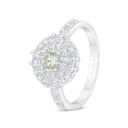 Sterling Silver 925 Ring Rhodium Plated Embedded With Yellow Diamond And White Zircon