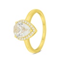 Sterling Silver 925 Ring Golden Plated Embedded With Yellow Diamond And White Zircon