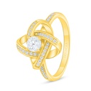 Sterling Silver 925 Ring Golden Plated Embedded With Diamond Color And White Zircon