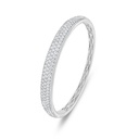 Sterling Silver 925 Bangle Rhodium Plated Embedded With White Zircon (52*58)M