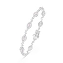 Sterling Silver 925 Bracelet Rhodium Plated Embedded With Pink Zircon And White Zircon