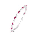 Sterling Silver 925 Bracelet Rhodium Plated Embedded With Ruby Corundum And White Zircon