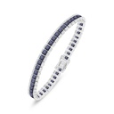 Sterling Silver 925 Bracelet Rhodium Plated Embedded With Sapphire Corundum And White Zircon