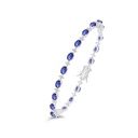 Sterling Silver 925 Bracelet Rhodium Plated Embedded With Sapphire Corundum And White Zircon