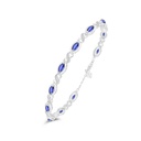 Sterling Silver 925 Bracelet Rhodium Plated Embedded With Sapphire Corundum And White Zircon