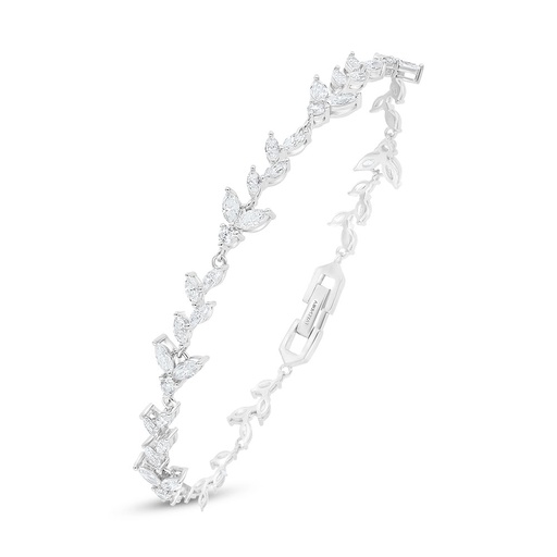 [BRC01WCZ00000B529] Sterling Silver 925 Bracelet Rhodium Plated Embedded With White Zircon