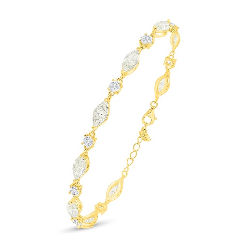 [BRC02CIT00WCZB528] Sterling Silver 925 Bracelet Golden Plated Embedded With Diamond Color And White Zircon