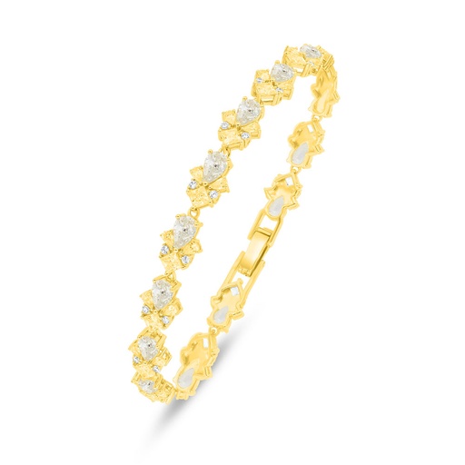 [BRC02CIT00WCZB544] Sterling Silver 925 Bracelet Golden Plated Embedded With Diamond Color And White Zircon