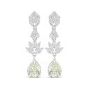 Sterling Silver 925 Earring Rhodium Plated Embedded With Diamond Color And White Zircon