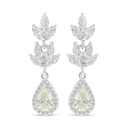 Sterling Silver 925 Earring Rhodium Plated Embedded With Diamond Color And White Zircon