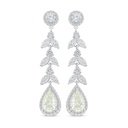 Sterling Silver 925 Earring Rhodium Plated Embedded With Diamond Color And White Zircon