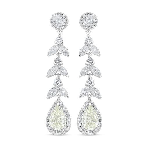 [EAR01CIT00WCZC993] Sterling Silver 925 Earring Rhodium Plated Embedded With Diamond Color And White Zircon