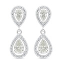 Sterling Silver 925 Earring Rhodium Plated Embedded With Diamond Color And White Zircon