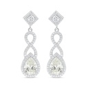 Sterling Silver 925 Earring Rhodium Plated Embedded With Diamond Color And White Zircon