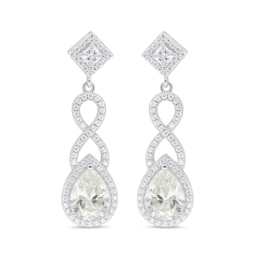 [EAR01CIT00WCZC996] Sterling Silver 925 Earring Rhodium Plated Embedded With Diamond Color And White Zircon