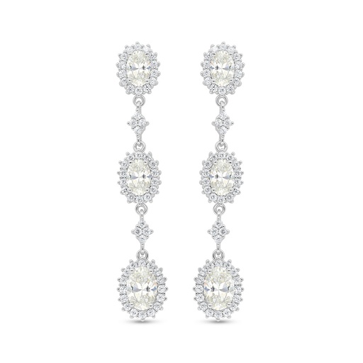 [EAR01CIT00WCZD001] Sterling Silver 925 Earring Rhodium Plated Embedded With Diamond Color And White Zircon