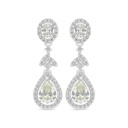 Sterling Silver 925 Earring Rhodium Plated Embedded With Diamond Color And White Zircon