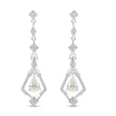 Sterling Silver 925 Earring Rhodium Plated Embedded With Diamond Color And White Zircon