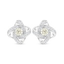 Sterling Silver 925 Earring Rhodium Plated Embedded With Diamond Color And White Zircon