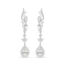 Sterling Silver 925 Earring Rhodium Plated Embedded With Diamond Color And White Zircon