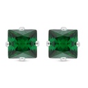 Sterling Silver 925 Earring Rhodium Plated Embedded With Emerald Zircon 