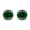 Sterling Silver 925 Earring Rhodium Plated Embedded With Emerald Zircon 