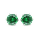 Sterling Silver 925 Earring Rhodium Plated Embedded With Emerald Zircon And White Zircon